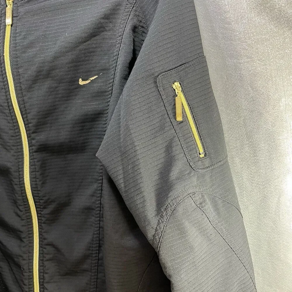 Nike Sphere Dry Jacket Black w/Gold Full Zip Textured Women's L (12/14)
